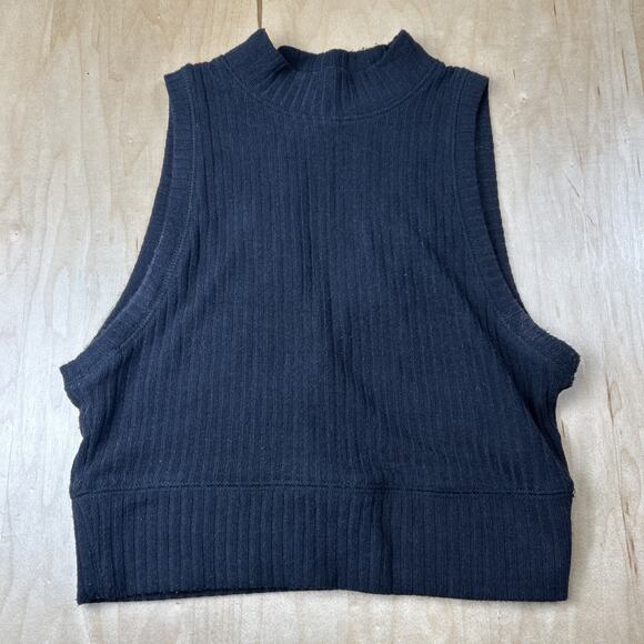 Abercrombie & Fitch Tops - Abercrombie & Fitch Ribbed Crop Tank Top Womens XS Navy Mock Neck GC